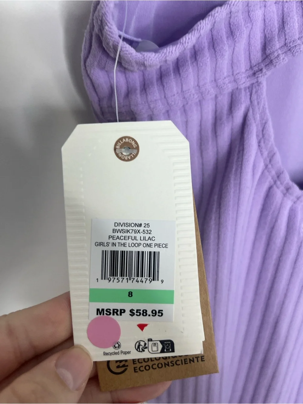 Billabong Girls One Piece Swim Suit Size 8
